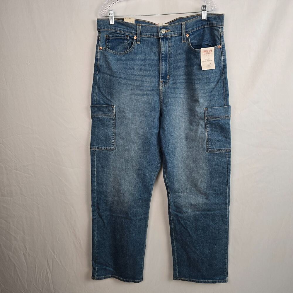 Levi's Heritage High Rise Utility Loose Straight Jeans Women's 18 Blue